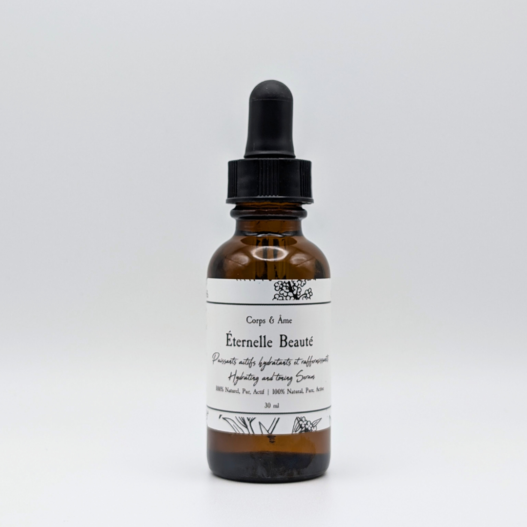  Sérum Éternelle Beauté pour le visage, soin anti-âge naturel et hydratant, formulé pour redonner éclat et jeunesse à la peau. Sérum régénérant et anti-rides avec des ingrédients 100% naturels.