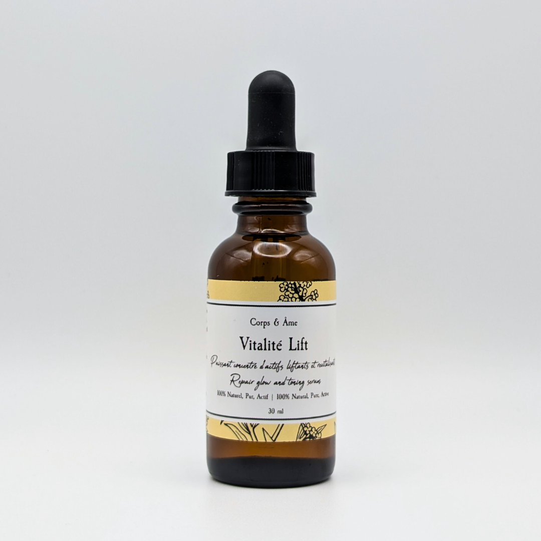 Sérum Vitalité Lift pour le visage, soin anti-âge naturel avec effet raffermissant et lifting. Élixir régénérant et hydratant pour une peau plus lisse et tonifiée. 